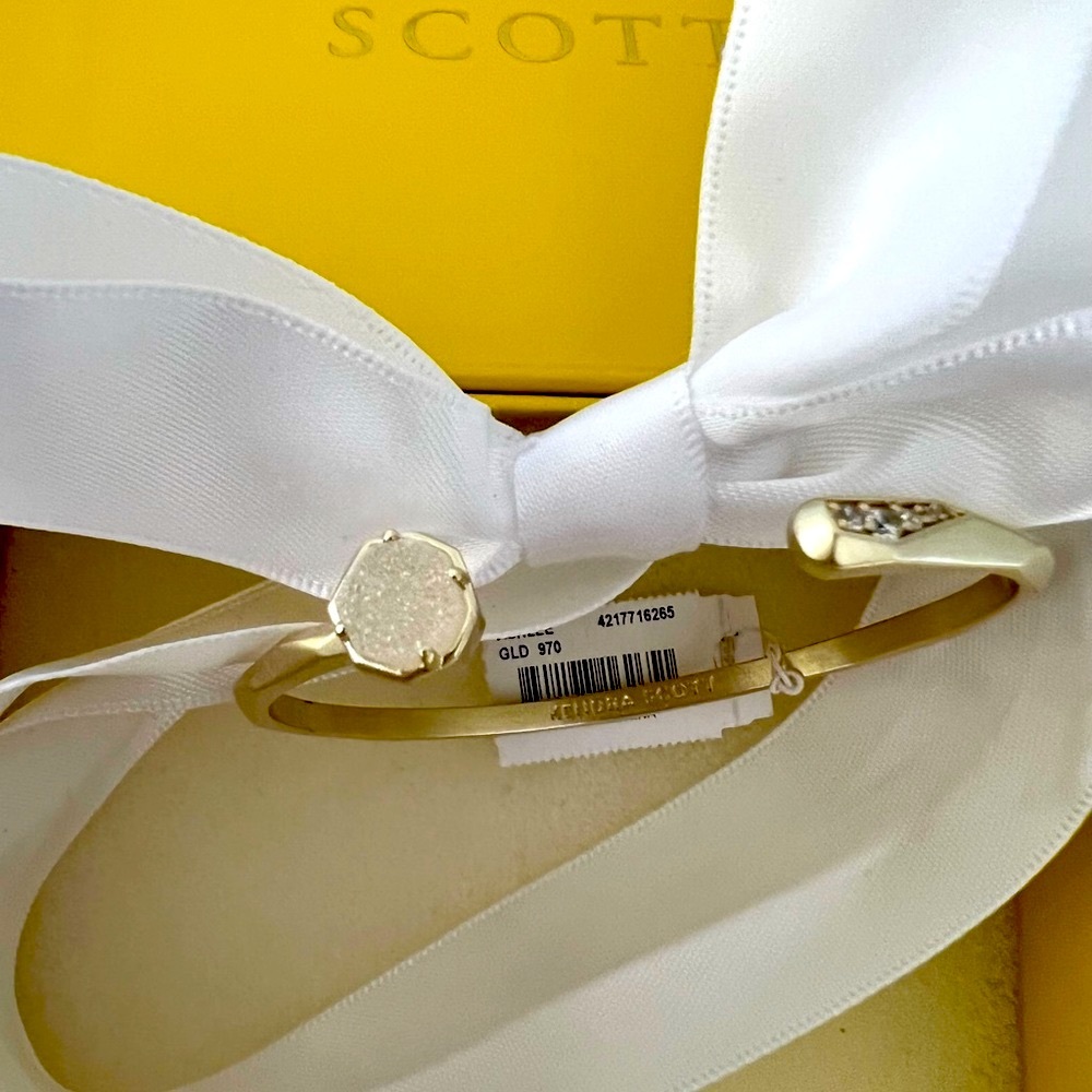 NWT Kendra Scott RARE & RETIRED Ashlee Bracelet Yellow Gold & Iridescent Drusy! - Picture 7 of 16